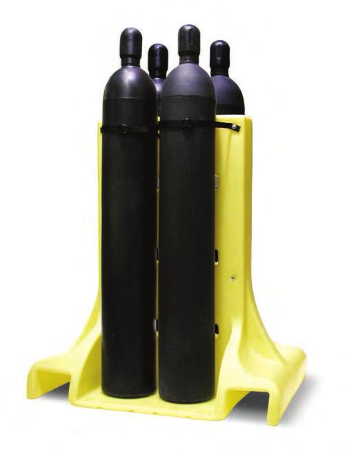 large footprint of base provides stability when standing Pneumatic tires have a diameter of 16.5 for easy maneuverability. Solid rubber tires available for single cylinder model.