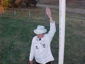 "Hit the Post" Signals to the field umpire and other goal umpire that the kick has hit the post.