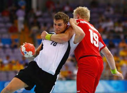 Handball is a dynamic sport with body contact in 1-on-1 situations.