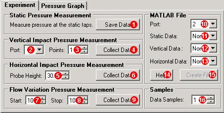 1. Save the static pressure measurement at each tap along the tunnel centreline (roof).. Select the pressure tap (port) location where the vertical impact pressure measurement is taken. 3.