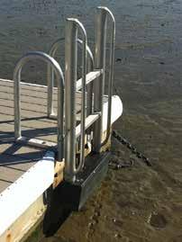 High quality plastic bushings provide a smooth, effortless track system. Standard full-length handrail to assist when using. Adapts to various dock systems.
