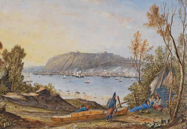 Native groups began to frequent the site of Quebec at least 3000 years ago. This early 19 th -century watercolour depicts a Micmac encampment on the south shore of the St.