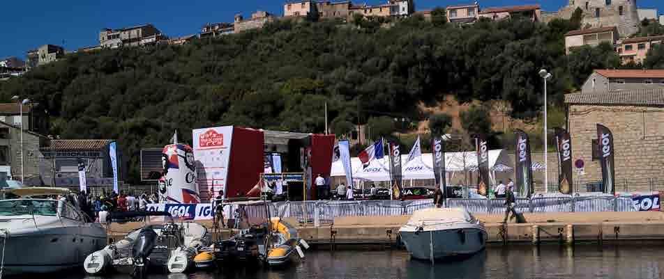 Finishing line of the 60 th Tour de Corse rally in porto Vecchio