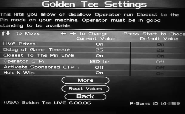SECTION THREE: LIVE GOLDEN TEE CONTESTS How Operator CTP Works This image shows operator CTP enabled for 1 hour and 30 minutes 1. Press red Start button. 2.