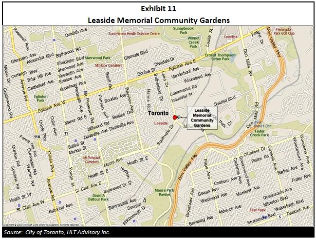 3. Site and Access Leaside Memorial Community Gardens Arena Business Plan February 2009 This section of the report describes the subject site in the context of surrounding land uses, its location