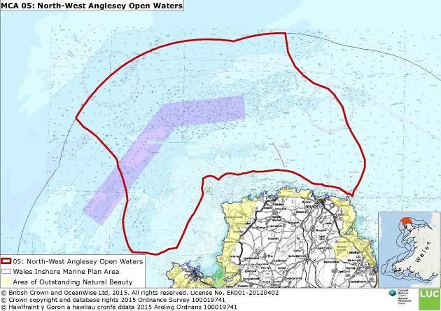 Marine Character Areas MCA 5 NORTH-WEST ANGLESEY OPEN WATERS Location and boundaries This Marine Character Area (MCA) comprises the outer inshore waters extending from the northern Anglesey coastline
