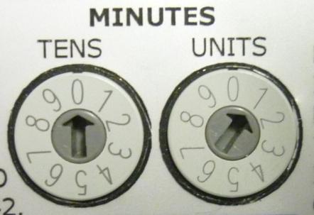The standard MiniPurge units have an adjustable electronic timer system as shown in Figure 8 MiniPurge Time Selector Switches.