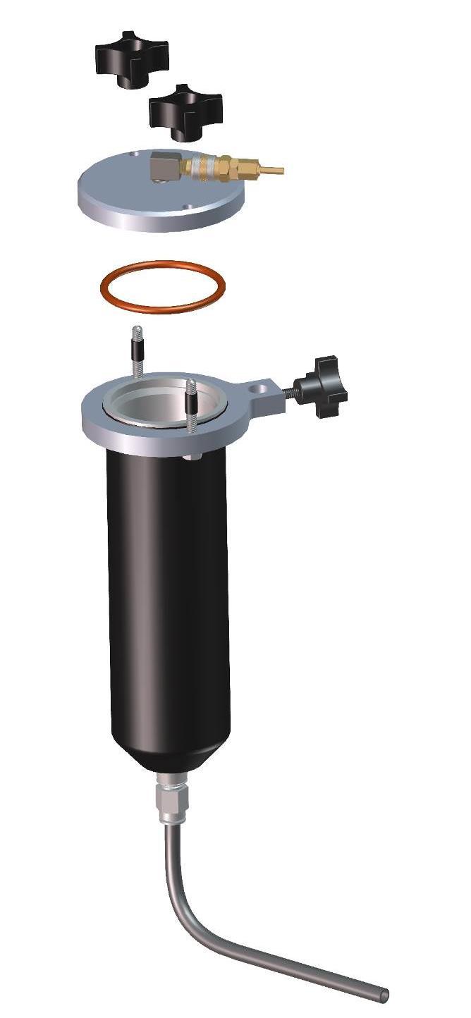 Tridak Model 1050 Syringe Filling System User Guide 11 Loading the System Fill Material Reservoir 1. Remove the Reservoir Retainer Cover by removing the Star Nuts and Cover.