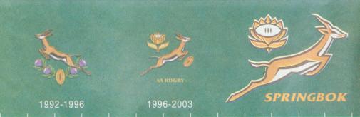 The design of the gently moving springbok lasted until 1936 when it became a leaping springbok. In 1963 it gained a rugby ball and its feet hung down.