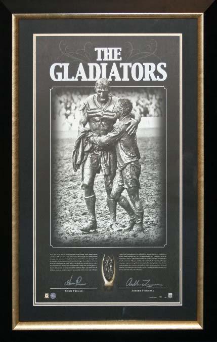 The Gladiators L/Ed Print signed by Provan and Summons Now, the most powerful image in Rugby League history recreated brushstroke by brushstroke in astonishing detail a powerful image of another time.