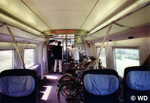 - On board the train: Bike area in the ICE, 1999 All the regional trains have large bike areas, often 16 jump seats facing one another (8+8).
