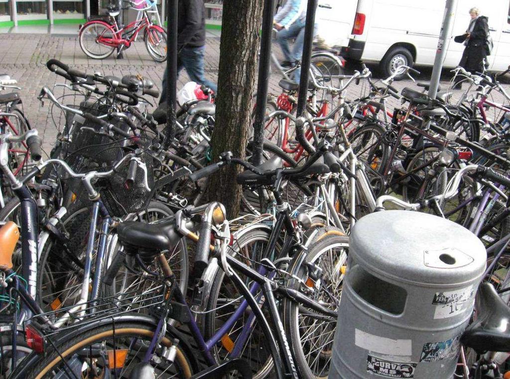 Unauthorised parking and abandoned bikes, Münster, 2008.