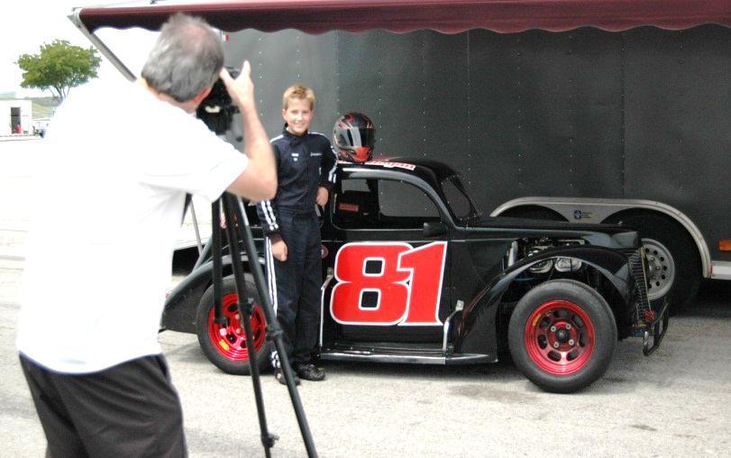 article highlighting Christopher as a Legend Car Rookie 2012 filmed a segment for Kidz