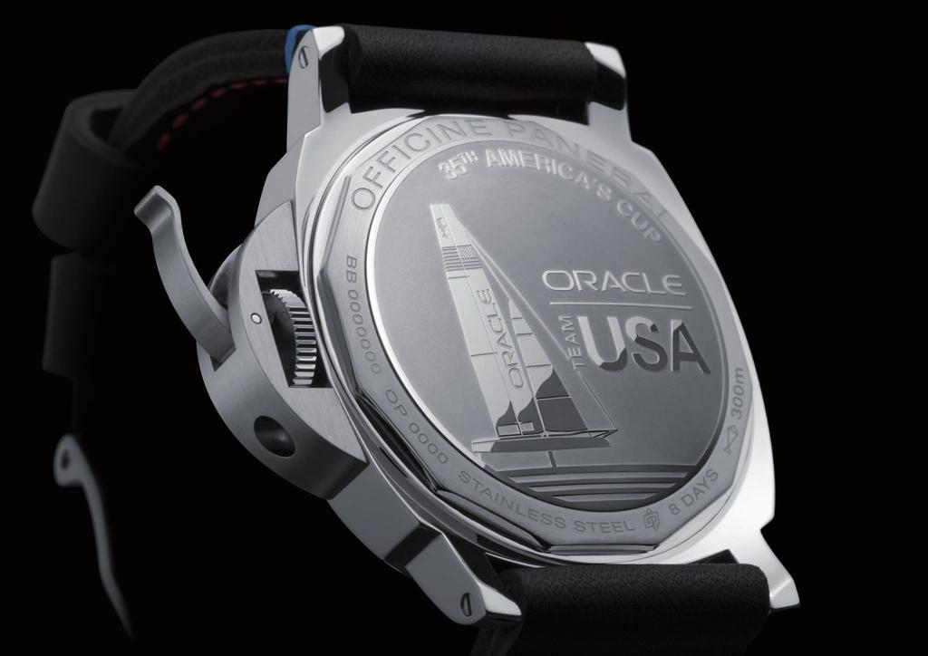 dedicated by Panerai to ORACLE TEAM USA on the occasion of the 2017 America s Cup, this Special Edition is also personalised by small details using the official colours of the Defender of the