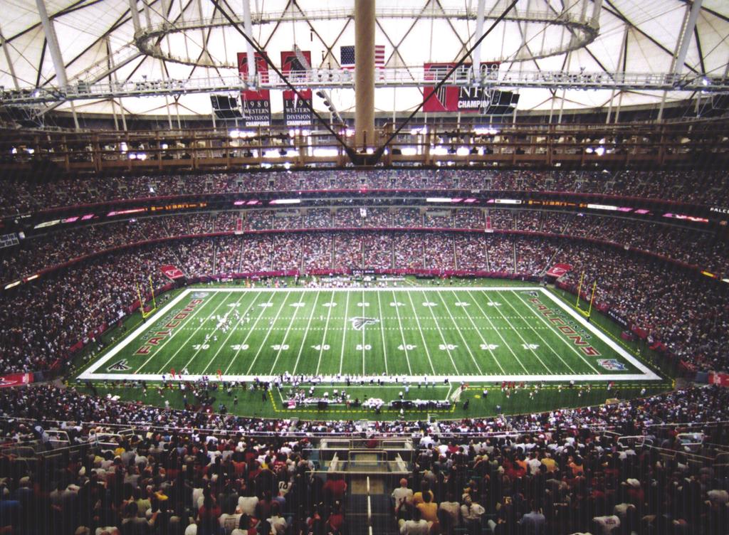 COMM. RELATIONS // FALCONS STADIUMS ADMINISTRATION COACHES GEORGIA DOME In 1992, the Atlanta Falcons and the state of Georgia unveiled to the rest of the world the latest crown jewel in an