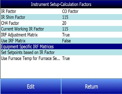 2. Open the Instrument Setup Calculation Factors menu. 3. Open the Equipment Specific IRF Matrices menu option. Select the equipment for which you want to set up an IRF Matrix. Then click Edit. 4.