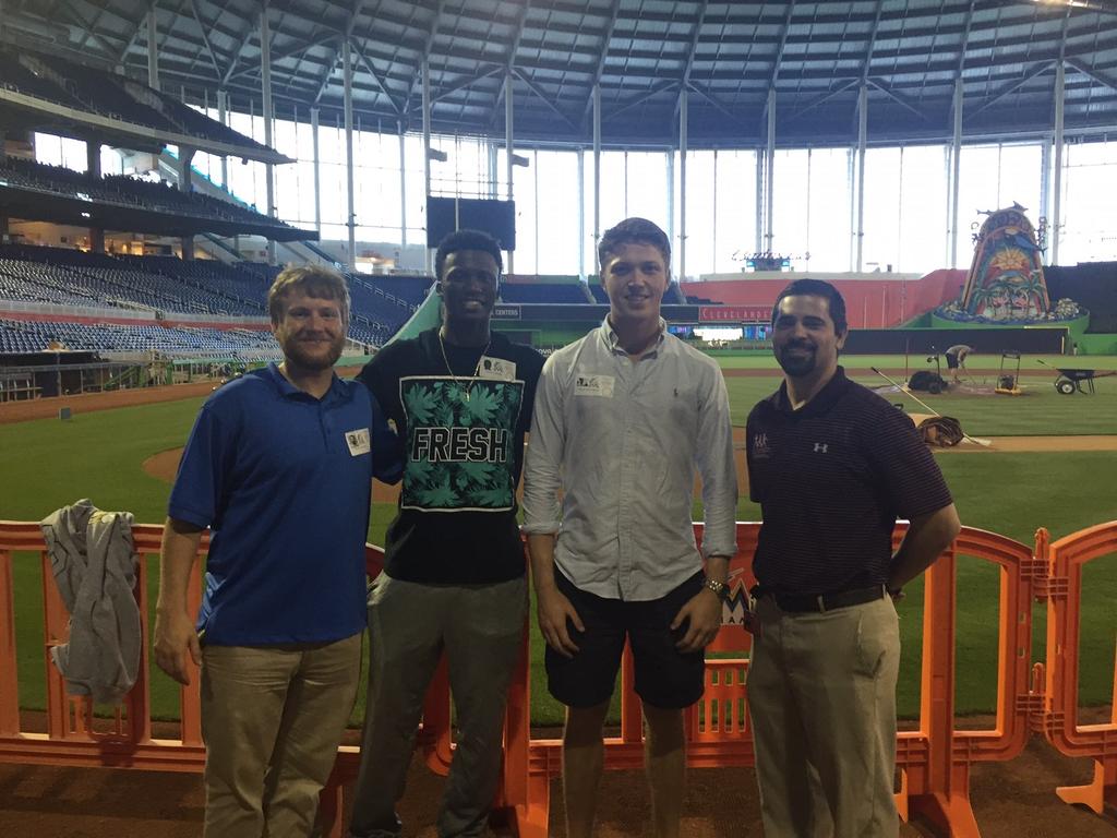 FACILITY VISITS UNDERGRADUATES TAKE US ON VIRTUAL FIELD TRIPS Thomas Conor Hale, BJ Edwards and Richard Mansell met with Antonio Torres-Roman, Director of Game Services, at Marlins