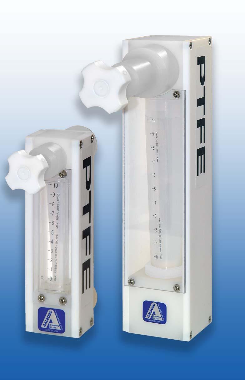 PTFE-PFA FLOW METERS L Incorporating the principles of traditional rotameter fl ow technology, these rugged PTFE-PFA fl ow meters offer solutions to low to medium fl ow range measurements of highly