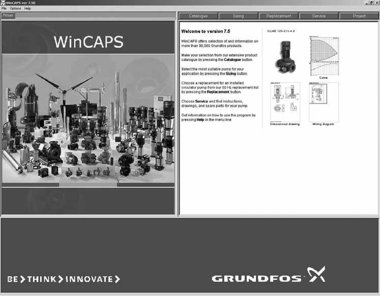 Available on CD-ROM in more than 15 languages, WinCAPS offers detailed technical information selection of the optimum pump solution dimensional drawings of each pump detailed service