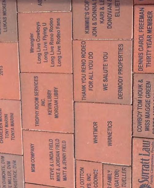BE A PART OF RENO RODEO HISTORY Through the Reno Rodeo Foundation's Buy-a-Brick Progam, you can become a permanent part of the Cotton Rosser Tribute, located on the Reno Rodeo Grounds.