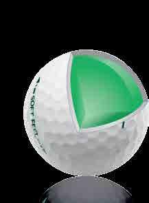 The soft core maximizes energy transfer for greater distance and softer feel from tee to green.