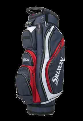 SRIXON CART BAG 9" 14 Way Top with moulded grab handle Integrated Putter Tube 10 Conveniently Placed Pockets Fleece Lined Valuables Pocket Cooler Pocket Waterproof shades and phone pocket Lower