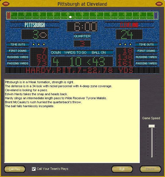 Scoreboard Simulation The Scoreboard screen shows the status of a game in progress.