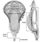 Head of a men's lacrosse stick Most modern sticks have a tubular metal shaft, usually made of aluminum, titanium or alloys while the head is made of hard plastic.