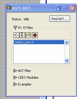 Compiling and downloading to the NXT. This arrow will compile, download, and immediately run the program. This arrow will compile the selected program, download to the NXT.