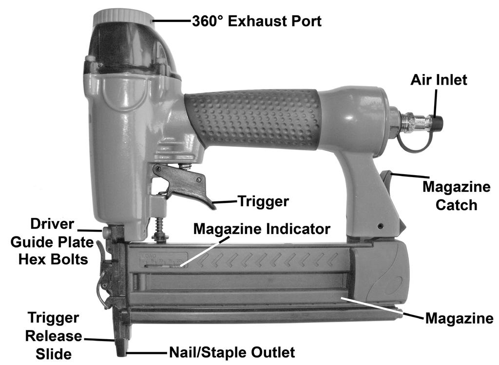 fig.6 fig.7 fig.8 10. NAIL/STAPLE GUN MAINTENANCE WARNING! Disconnect the nail/staple gun from the air supply before refilling with nails/staples, servicing or performing any maintenance.
