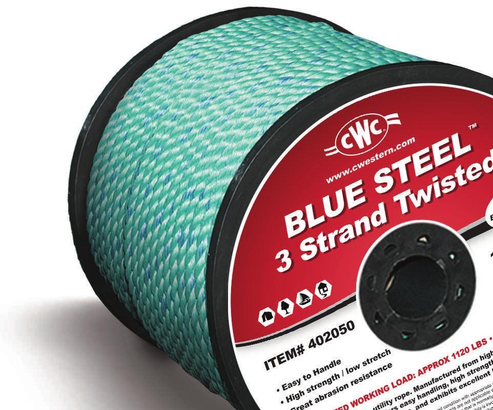ROPE 3 Strand CWC BLUE STEEL The Economical, High Strength, High Tenacity All-Purpose Super Utility Rope CWC BLUE STEEL is one of the strongest copolymer ropes in the market.