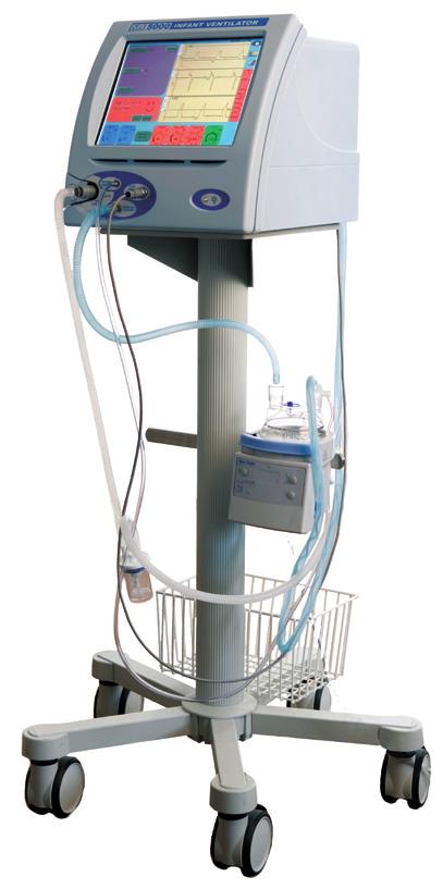 SLE5000 - The Total Solution for Infant Ventilation Shown on optional roll stand. Ventilator may be mounted either way round on stand.