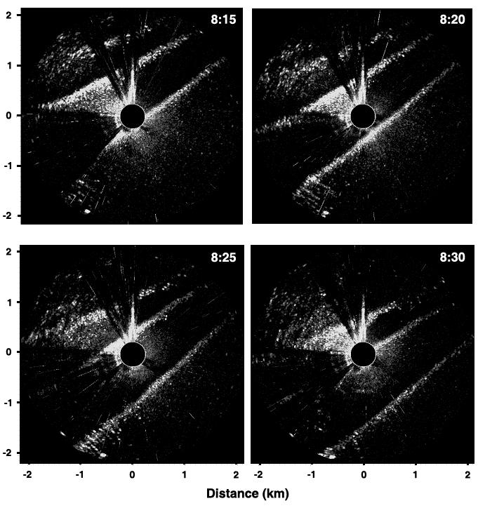 Figure 9. Image sequence from WAMOS X-Band Ship radar acquired by the FPSO Falon on 17 November 2002.