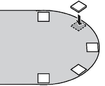 (Image 2) b. Each bottom plate will show the location for a patio stone. Make a mark in the ground at each base plate. c.