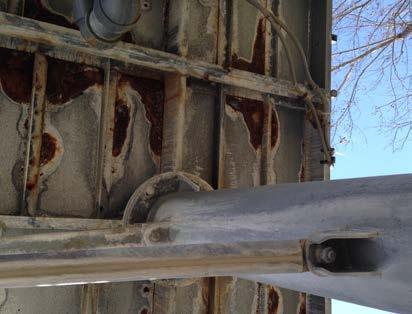 The vast majority of the corrosion is from the tower decking. While this is unsightly, the main concern is the long term structural integrity of the system.