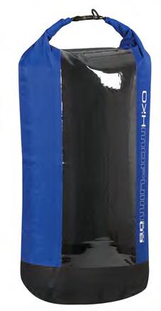 Flat watertight bag is made from light fabric reinforced with TPU coating.