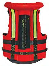 It is equipped with safety harness, two double pockets, knife holder. Back pocket can hold throw line.