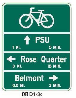 includes modified bicycle distance and direction signs for bicycles. An example is shown in Figure 10.
