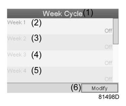 (5) Week Timer Inactive (6) Remaining Running Time A list of 10 weeks is shown.