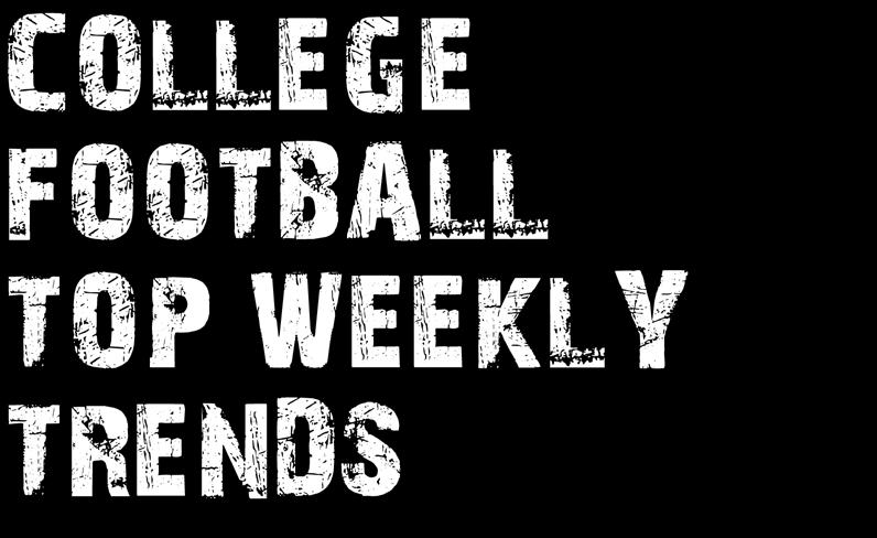 Football Weekly COLLEGE FOOTBALL TOP WEEKLY TRENDS TEAMS TO PLAY ON 35.6% ROI (311) BALL ST AT (312) E MICHIGAN BALL ST is 35-14-1 ATS(L50G) on ROAD - As underdog ( $1960 Profit with a 35.