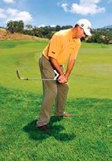 That forces you to steer your stroke to start the ball on line instead of letting the putter swing naturally on a good path.
