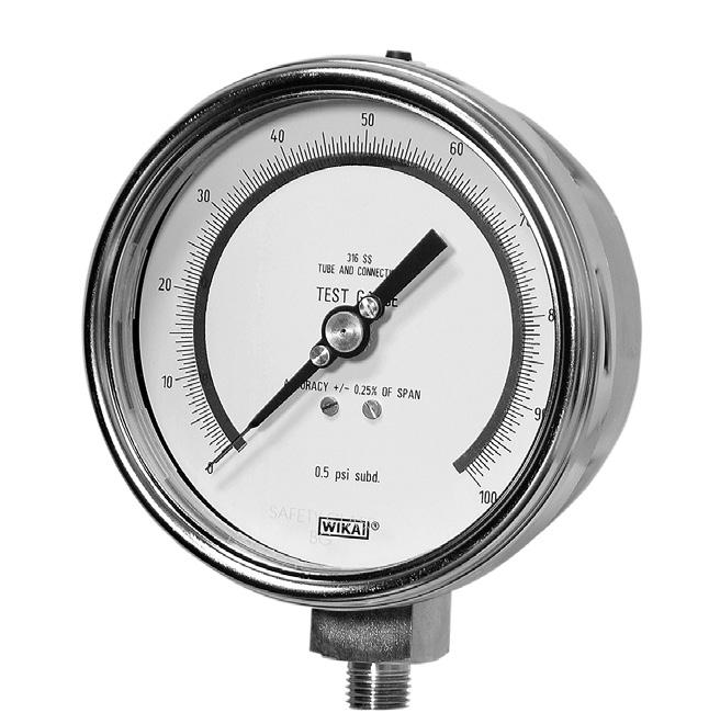 HIGH PECISION GAUGES Mechanical Pressure > High Precision Gauges > 332.54 MECHANICAL PESSUE Type 332.54 WIKA type 332.54 inspector s test gauges are convenient for field calibrations.