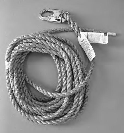 Figure 19-11: A Polypropylene Blend Rope is an Approved Lifeline Figure 19-12: Polypropylene Utility Rope is NOT an Approved Lifeline Inspection Vertical lifelines must be inspected before each use.