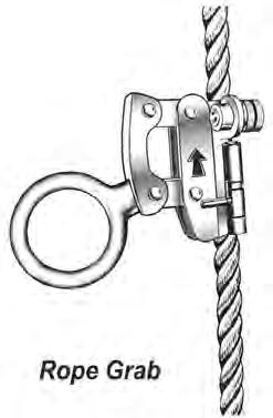 Rope Grab The rope grab, also known as a fall arrester, is a device used to connect the lanyard to the lifeline (Figure 19-15).