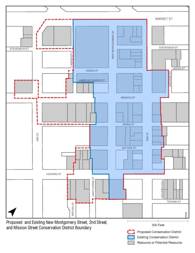 The Plan recognizes that a number of existing buildings with architectural merit located within and adjacent to the existing Conservation District along Second, Howard, Natoma and Tehama Streets,