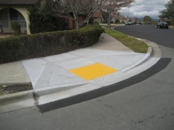 Curb Ramp Design Diagonal curb ramp Prohibited