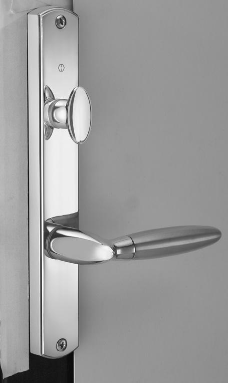 Lock Out Feature on interior system allows for multipoint activation from the exterior of the door by lifting handle. Backset of (1.77) available.