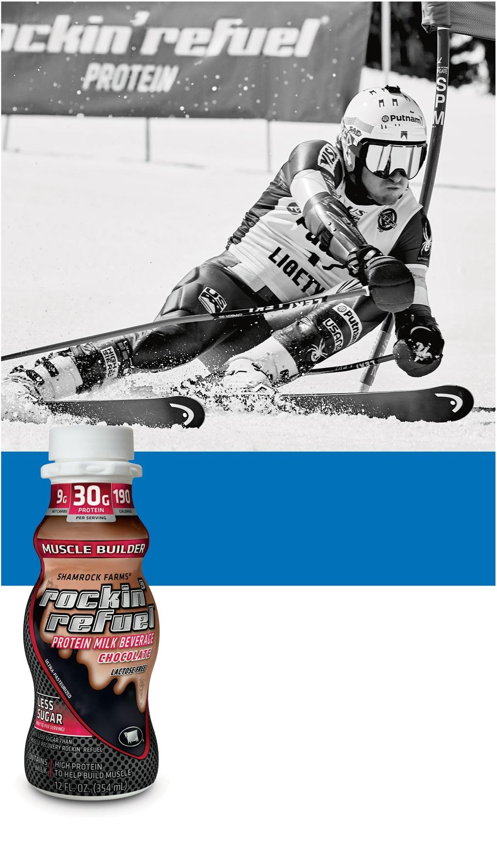 Ted Ligety 5x World Champion High protein for high performance. World-class athletes need the right amount of protein to help them perform at the highest level. And Rockin Refuel has loads of it.