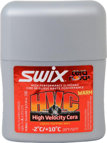 Can also be used on top of HFX, HFBWX and LFX waxes with good results. Less expensive than HVC. FC8AC Cera F Cold Rocket Spray 70 ml. Liquid fluorocarbon topping for -2 C to +10 C (28 F to 50.