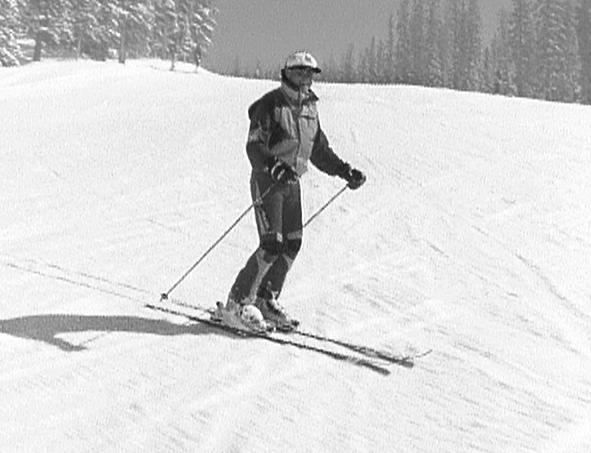 practice in both directions. The goal is to make the skis grip so that there is no loss of elevation while skiing across the trail.